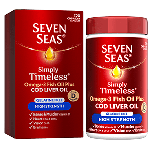Seven Seas Cod Liver Oil High Strength Gelatine Free 120 One-a-Day Capsules
