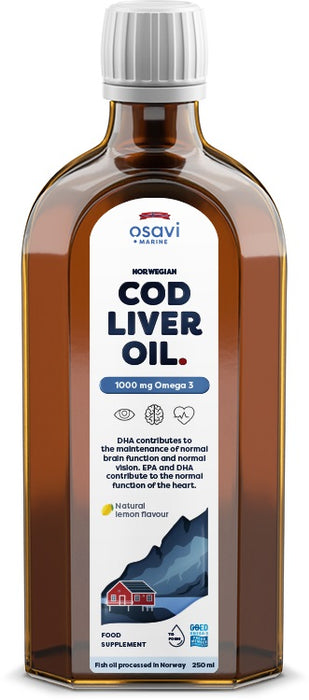 Osavi Norwegian Cod Liver Oil, 1000mg Omega 3 (Lemon) - 250 ml.