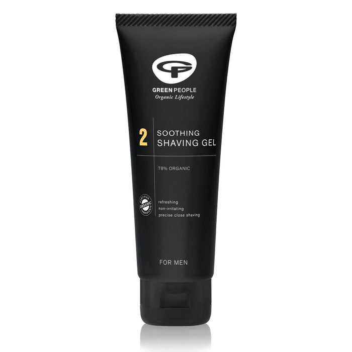 Green People For Men - No. 2 Soothing Shaving Gel 100ml  2 in 1 active and certified organic face wash and shaving gel. This natural shaving gel is made without SLS, SLES, Parabens, phthalates, artificial perfumes, petrochemicals and alcohol (ethyl alcohol, ethanol) to bring you the purest shaving gel that nature can offer