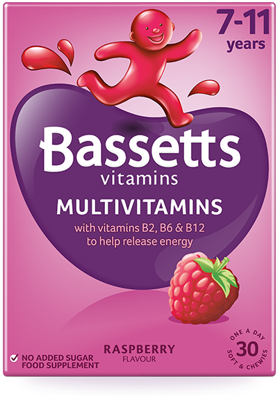 Bassetts 7-11 Years Multivitamins Raspberry Flavour 30 Pastilles